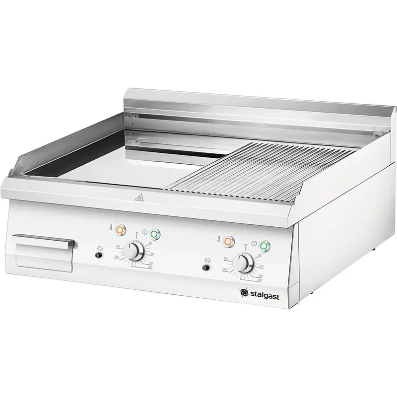 verchromte Elektro-Griddleplatte als Tischgerät 800x700 mm ½ glatte / ½ gerillte Grillfläche Serie 700 ND