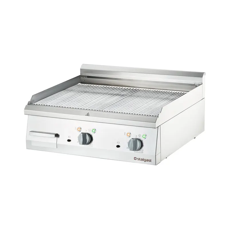 verchromte Elektro-Griddleplatte als Tischgerät 800x700 mm gerillte Grillfläche Serie 700 ND