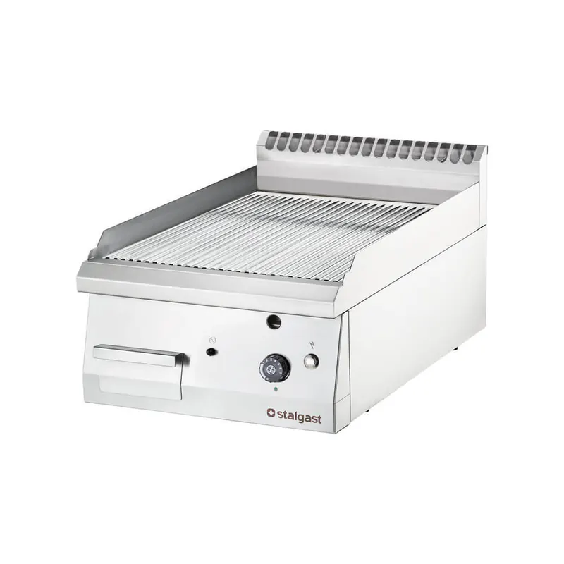 verchromte Gas-Griddleplatte als Tischgerät 400x700 mm gerillte Grillfläche Serie 700 ND