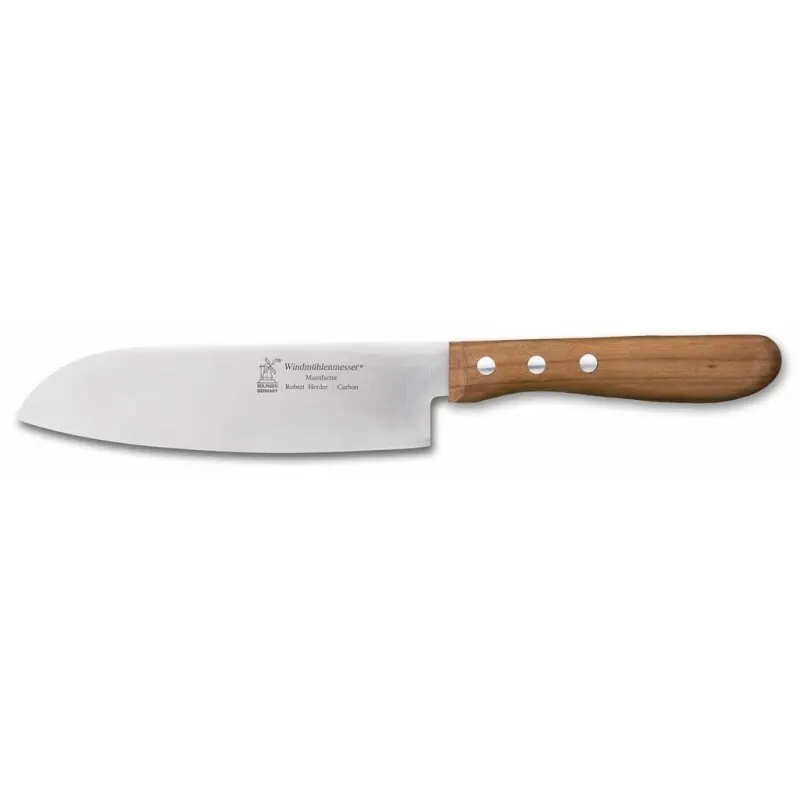 Windmühlenmesser Kochmesser "Santoku" mit Kirschholzgriff | Carbonstahl
