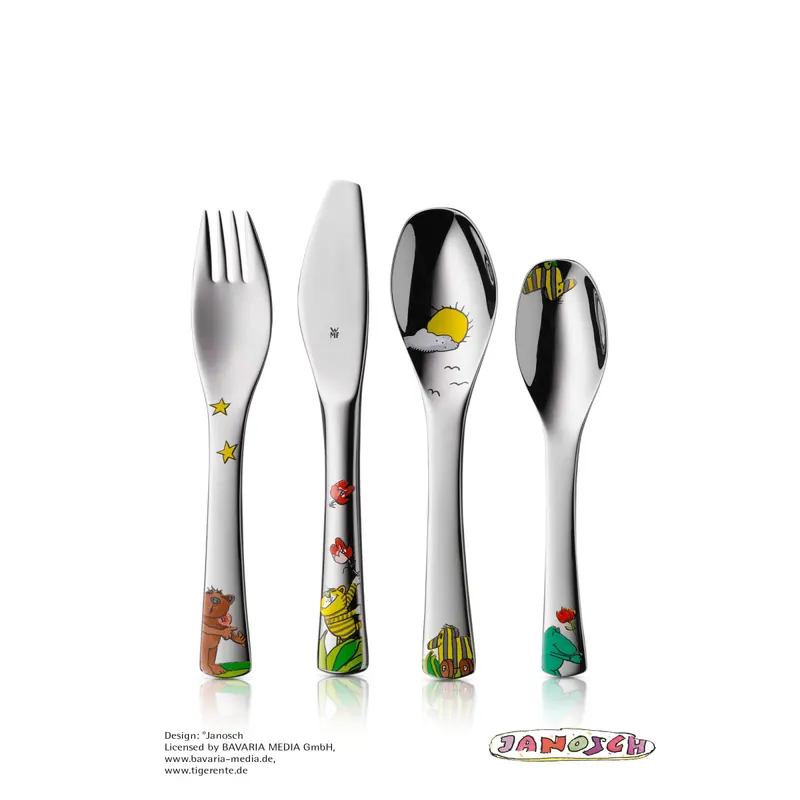 WMF Kinderartikel Kinderbesteck-Set 4-teilig Janosch bunt/braun/edelstahl/gelb